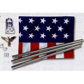Silver Promotional Home Set with 3' x 5' Printed Polyester US Flag